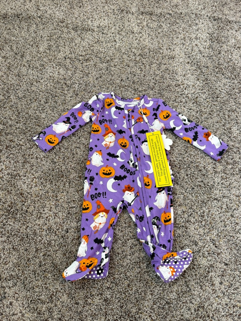 NWT Angel Dear Halloween Purple Costumed Ghosts Ruffle Zip Footie Pajama Sz 0-3M